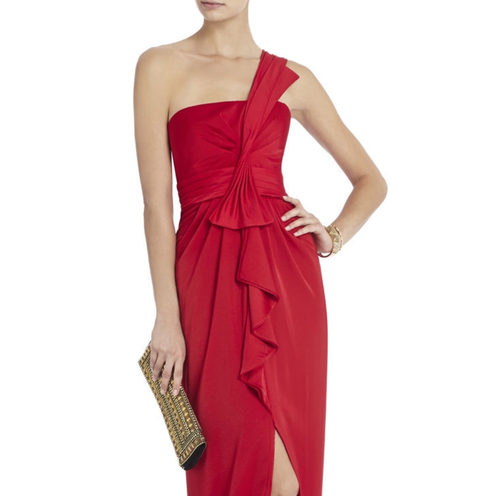 BCBG MAXAZRIA BARBARA NEW RED ONE SATIN GOWN